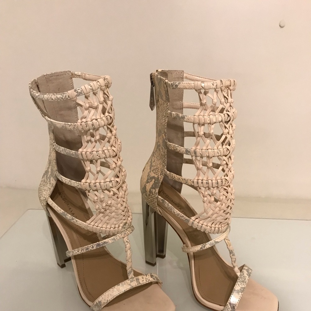 BCBG Open toe gladiator heel boots worn once